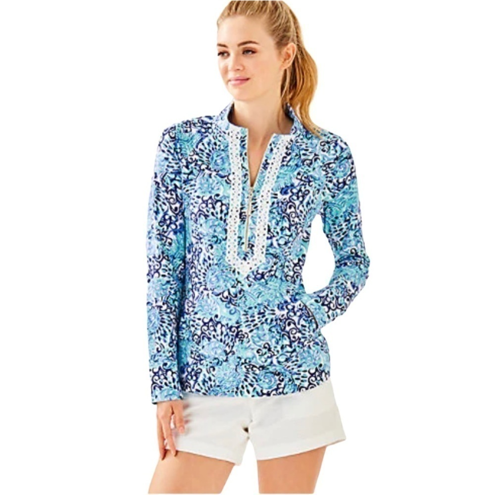 Lilly Pulitzer UPF 50+ Janie Popover Light‎ Aqua Size XXS